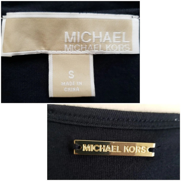 Michael Kors Black & White Sequin Chevron Long-Sleeve Top - Picture 5 of 5